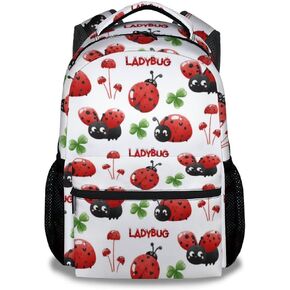 Ladybug Backpacks Kids, 16 Inch Cute Backpack for School, Pink Lightweight Bookbag for Girls
