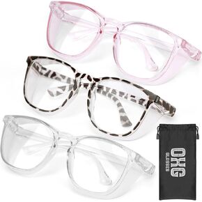 OXG 3 Pack Safety Glasses Goggles for Women, Anti Fog Clear Safety Glasses Scratch Resistant Protective Eyewear for Nurses