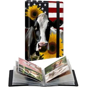 Small Photo Album 4x6 inch PU Leather Cover Photo Albums with 120 Photos Transparent Inner Pockets and Elastic Band Design Cute Photo Albums for Family Anniversary Wedding - Forest Mountain