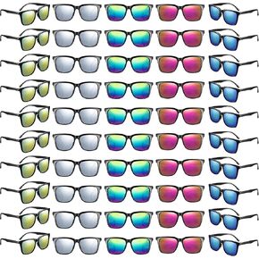 Umigy 50 Pack Sunglasses Bulk Plastic Neon Vintage Retro Sunglasses Party Sunglasses Classic Shades Eyewear for Men Women