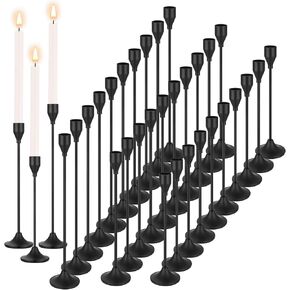 Mumufy 30 Pcs Gold Candle Holders Taper Candlestick Holders Metal Tall Candle Holders Table Centerpieces Candle Holders for Wedding Party Home Decorations, Fits 3/4'' Thick Candle