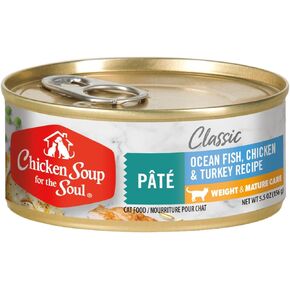 Chicken Soup for The Soul Classic Wet Cat Food - Salmon Dinner in Gravy Recipe Shreds, 5.5 Ounce Can (Pack of 24), New recipe