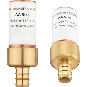 (2 Pack) Lidertik Water Hammer Arrestor 1/2 Inch MIP Thread Connect Stainless Steel Chamber For Pipe LI-DSC-131-3(2 PC)