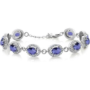 Gem Stone King 925 Sterling Silver Red Garnet Tennis Bracelet For Women (11.88 Cttw, Gemstone January Birthstone, Oval 7X5MM, 7.5 Inch)