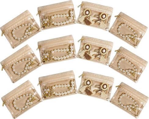 Travel Jewelry Case, Small Travel Jewelry Box with 6 Velvet Jewelry Bag Mini Pouch, Portable Travel Jewelry Organizer for Rings Earrings Necklaces, Beauty Gifts for Women Girls (Beige) in Saudi Arabia