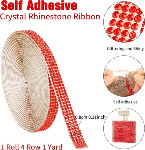 Rhinestone Ribbon Silver Rhinestones Self Adhesive Rhinestone Strips 3 Yards Glitter Rhinestone Tape Decorative Crystal Roll Bling Diamond Ribbon Sticker Trim Rhinestones for Crafting Clothes DIY Wrap in Saudi Arabia