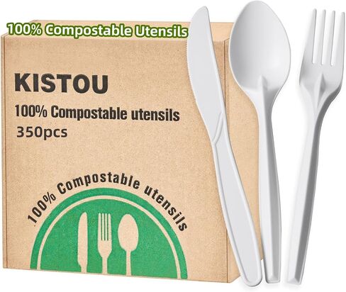 150 Pcs compostable utensils set Eco-friendly Heavy Duty Utensils (50 Forks, 50 Spoons, 50 Knives) Compostable Cutlery Set Biodegradable Utensils disposable silverware for party BBQ, Picnic Daily Use in Saudi Arabia
