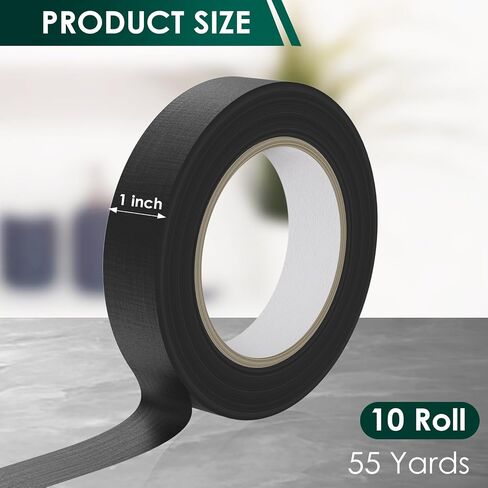 DAGONGREN Black Masking Tape 2 Inch Wide Bulk, 10 Rolls Black Painters Tape 1.88 Inch × 55 Yards, Multi-Surface Black Tape for Car Craft School, Pait Tape Total 550 Yards in Saudi Arabia