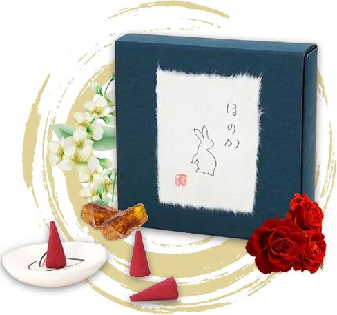 Hasegawa Rabbit Series Japanese Incense Cone Set: 10 Cones with Incense Holder, 15-17 Min Burn Time コーンセット (Shizuka: A Tranquil Meadow Fragrance) in Saudi Arabia
