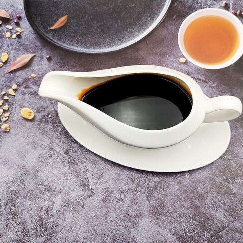 TripDock Gravy Boat with Ceramic Tray, 1 PC 8 oz Easy Pour White Gravy Boat with Saucer Stand for Salad Dressings, Milk,Broth, Creamer and More/Microwave & Dishwasher Safe in Saudi Arabia