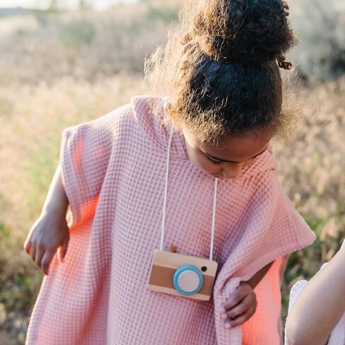 Jade&Kai Hooded Towel for Kids | Snaps into a Poncho | Organic Cotton Waffle | Lightweight and Absorbent | Bath, Beach, and Pool | Multiple Colors | (Medium (3-6 Yrs), June Breeze) in Kuwait