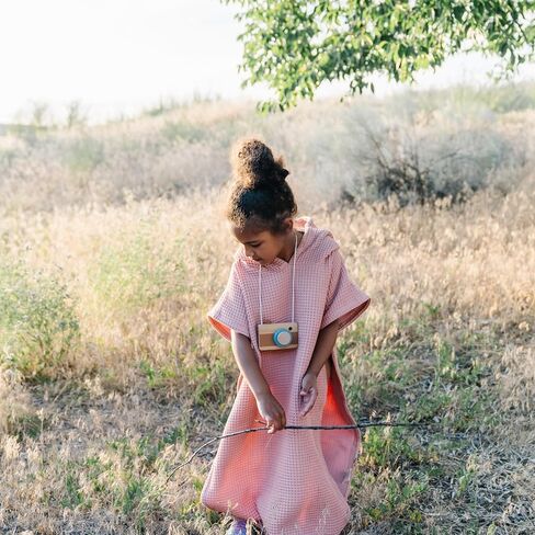 Jade&Kai Hooded Towel for Kids | Snaps into a Poncho | Organic Cotton Waffle | Lightweight and Absorbent | Bath, Beach, and Pool | Multiple Colors | (Medium (3-6 Yrs), June Breeze) in Kuwait