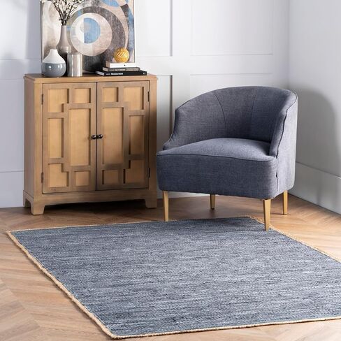 nuLOOM Sabby Hand Woven Leather Flatweave Runner Rug, 2' x 6', Blue in Saudi Arabia