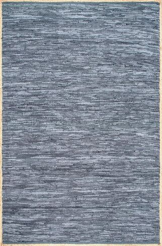nuLOOM Sabby Hand Woven Leather Flatweave Runner Rug, 2' x 6', Blue in Saudi Arabia