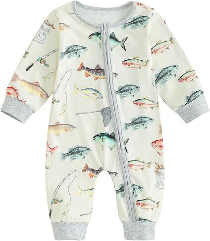 Newborn Baby Boy Girl Romper Cute 3 6 12 18 Months Infant Fall Clothes Diagonal Zip-up Jumpsuit Outfit in Saudi Arabia