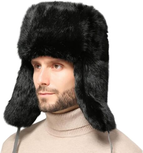 الصياد قبعة الرجال الروسية Ushanka قبعة فرو الأرنب الصناعي الطيار إيرفلاب قبعة يندبروف قبعة لفصل الشتاء الصيد التزلج in Kuwait