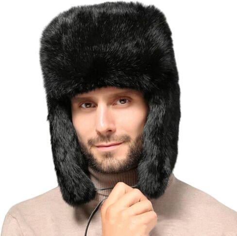 الصياد قبعة الرجال الروسية Ushanka قبعة فرو الأرنب الصناعي الطيار إيرفلاب قبعة يندبروف قبعة لفصل الشتاء الصيد التزلج in Kuwait