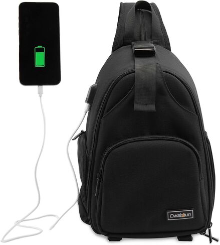 Cwatcun 2-in-1 Sling/Backpack, USB Camera Bag for DSLR/Mirrorless in Saudi Arabia