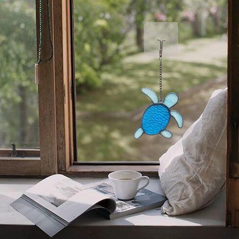 HAOSUM Sea Turtle Stained Glass Window Hangings,Sea Turtle Wall Window Art for Bathroom Living Room Sea Life Birthday Gift for Mom Grandma Friends in Saudi Arabia