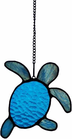 HAOSUM Sea Turtle Stained Glass Window Hangings,Sea Turtle Wall Window Art for Bathroom Living Room Sea Life Birthday Gift for Mom Grandma Friends in Saudi Arabia