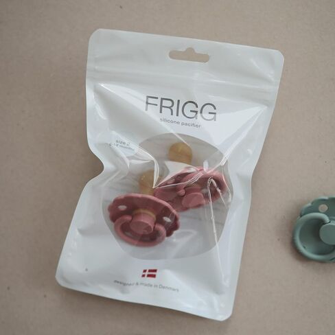 FRIGG Daisy Natural Rubber Baby Pacifier | Made in Denmark | BPA-Free (Croissant/Portobello, 6-18 Months) 2-Pack in Kuwait