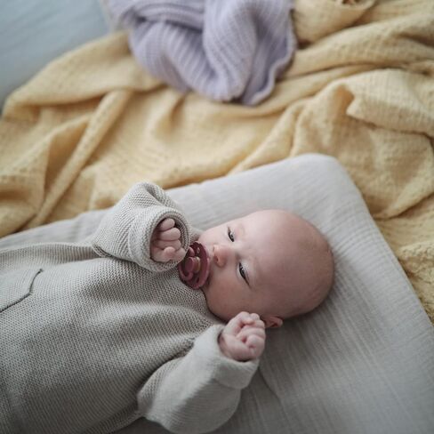 FRIGG Daisy Natural Rubber Baby Pacifier | Made in Denmark | BPA-Free (Croissant/Portobello, 6-18 Months) 2-Pack in Kuwait