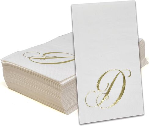Gift Boutique 100 Gold Monogram Guest Napkins Letter B Disposable Paper Pack Elegant Metallic Golden Foil Dinner Hand Napkin for Bathroom Powder Room Wedding Holiday Baby Shower Decorative Towels in Saudi Arabia