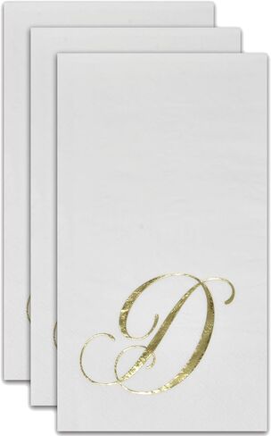 Gift Boutique 100 Gold Monogram Guest Napkins Letter B Disposable Paper Pack Elegant Metallic Golden Foil Dinner Hand Napkin for Bathroom Powder Room Wedding Holiday Baby Shower Decorative Towels in Saudi Arabia
