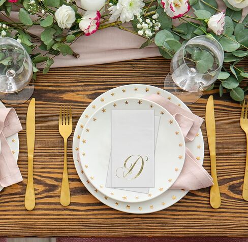 Gift Boutique 100 Gold Monogram Guest Napkins Letter B Disposable Paper Pack Elegant Metallic Golden Foil Dinner Hand Napkin for Bathroom Powder Room Wedding Holiday Baby Shower Decorative Towels in Saudi Arabia