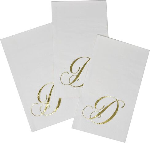 Gift Boutique 100 Gold Monogram Guest Napkins Letter B Disposable Paper Pack Elegant Metallic Golden Foil Dinner Hand Napkin for Bathroom Powder Room Wedding Holiday Baby Shower Decorative Towels in Saudi Arabia