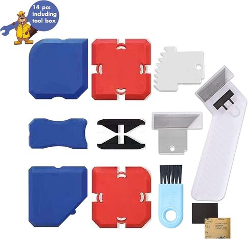 Professional Silicone Caulking Tool Kit, Reusable Silicone Profiling Kit with Sealant Finishing Tools and Caulk Removal Tools - Caulk Scraper Tool in Saudi Arabia