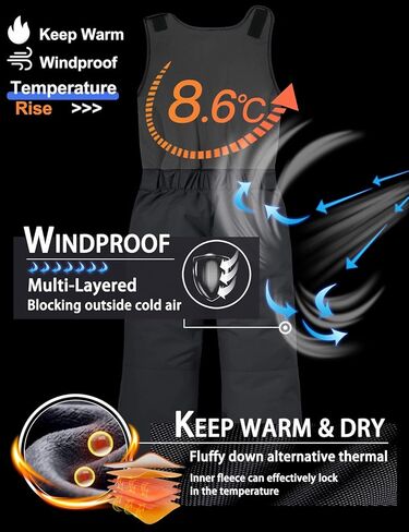 GEMYSE Kid's Insulated Waterproof Ski Bib Overalls Winter Snowboarding Pants in Kuwait