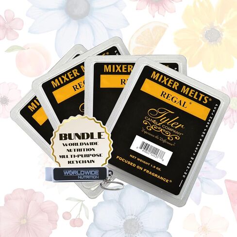 حزمة التغذية العالمية، عنصران: ذوبان الشمع برائحة تايلر ديفا - شمع الصويا، ذوبان شمع تايلر ديفا، خلاط معطر لتدفئة الشمع - عبوة من 4 قطع، 6 ألواح لكل ذوبان وسلسلة مفاتيح متعددة الأغراض in Kuwait