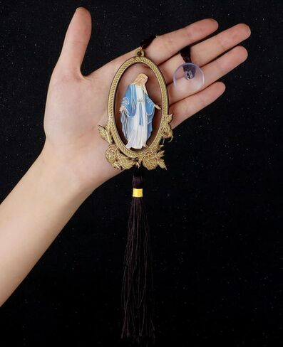 Religious The Divine Mercy/Our Lady of Guadalupe/Grace/Saint Jude/Sacred Heart/Orthodox Crucifixion Wooden Car Interior Rear View Mirrors Hanging Ornament-2Pcs Bulk in Saudi Arabia