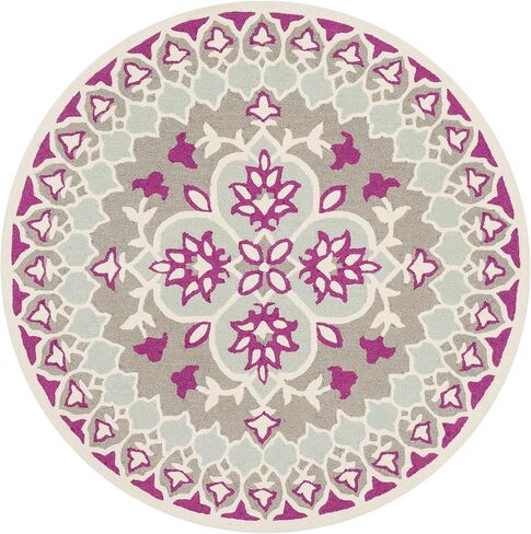 سجادة منطقة SAFAVIEH Bellagio Collection - 5' مستديرة، أزرق داكن وعاجي، صوف ميدالية مصنوع يدويًا، مثالية للمناطق ذات حركة المرور العالية في غرفة المعيشة وغرفة النوم (BLG610C) in Saudi Arabia
