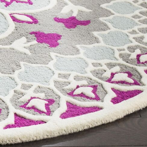 سجادة منطقة SAFAVIEH Bellagio Collection - 5' مستديرة، أزرق داكن وعاجي، صوف ميدالية مصنوع يدويًا، مثالية للمناطق ذات حركة المرور العالية في غرفة المعيشة وغرفة النوم (BLG610C) in Saudi Arabia