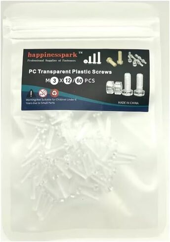 PC (Polycarbonate) Acrylic Plastic Transparent Metric Hex Nut M3 60PCS and Plain Washers M3 60PCS in Saudi Arabia