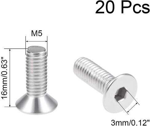 Uxcell M4x30mm مسامير آلة ذات رأس مسطح برغي سداسي داخلي 304 مسامير تثبيت من الفولاذ المقاوم للصدأ 20 قطعة in Saudi Arabia
