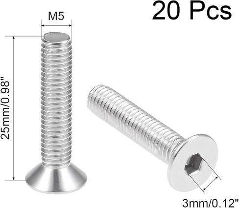 Uxcell M4x30mm مسامير آلة ذات رأس مسطح برغي سداسي داخلي 304 مسامير تثبيت من الفولاذ المقاوم للصدأ 20 قطعة in Saudi Arabia