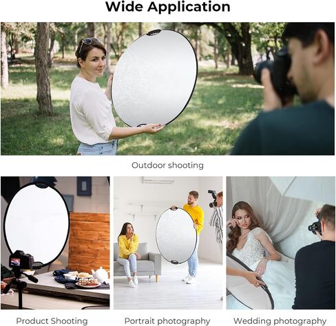 K&F CONCEPT 5-in-1 Light Reflector, 32"/80cm with Handle Grip & Bag | Collapsible Portable Photography Diffuser for Studio and Outdoor Lighting, Gold/Silver/White/Black/Translucent LE05 in Saudi Arabia