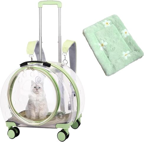 شنطة ظهر شفافة لحمل الحيوانات الاليفة مع عجلات بعجلات للقطط، in Kuwait