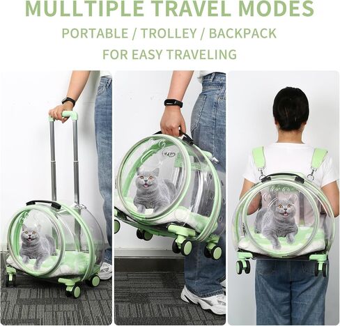 شنطة ظهر شفافة لحمل الحيوانات الاليفة مع عجلات بعجلات للقطط، in Kuwait