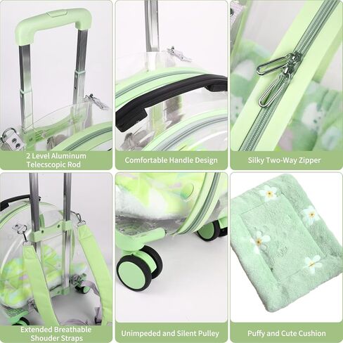 شنطة ظهر شفافة لحمل الحيوانات الاليفة مع عجلات بعجلات للقطط، in Kuwait