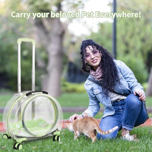 شنطة ظهر شفافة لحمل الحيوانات الاليفة مع عجلات بعجلات للقطط، in Kuwait