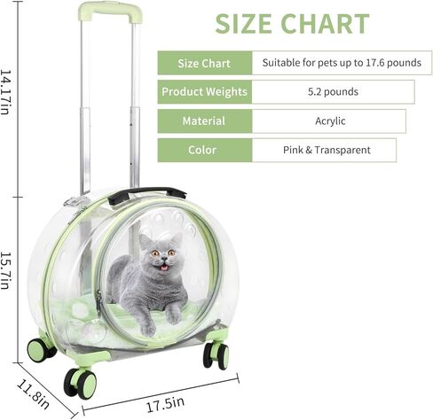 شنطة ظهر شفافة لحمل الحيوانات الاليفة مع عجلات بعجلات للقطط، in Kuwait