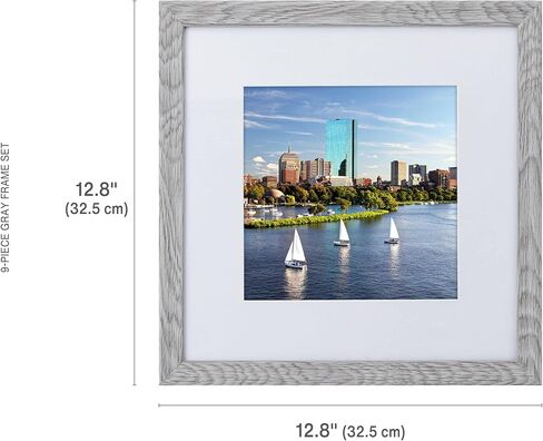 Melannco Set of Two Beige Wood Photo Frames to Hold 16x20 Photo Without Mat and 11x14 Photo With Mat, White in Saudi Arabia