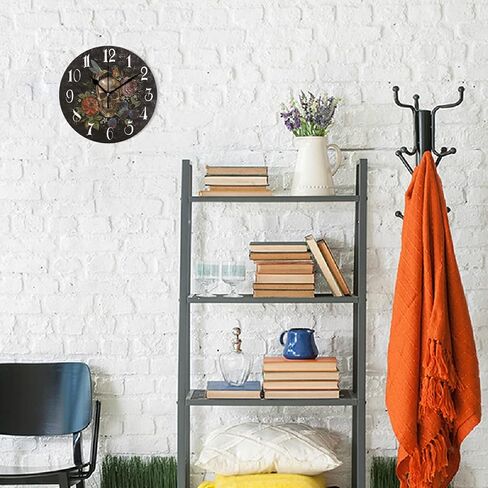 ALAZA Non-Ticking Silent Round Wall Clock, Sugar Skull Floral The Day of Dead Decor Clock for Home School Kitchen Bedroom Living Room in Saudi Arabia