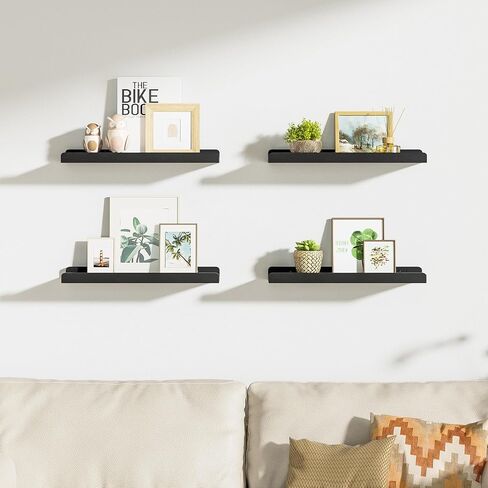 Love-KANKEI White Floating Shelves for Wall Set of 4, Wood Wall Shelves with Lip,15.6 Inch Rustic Hanging Shelves for Bedroom Bathroom Living Room Kitchen Nursery Display in Saudi Arabia