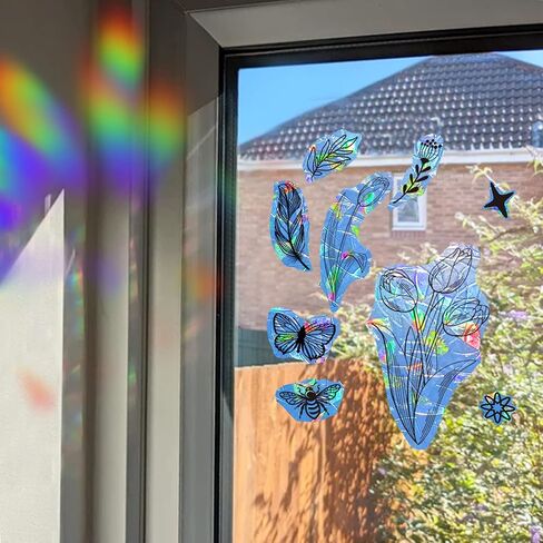 Sunflower Anti-Collision Suncatcher Stickers, Self Adhesive Vinyl Window Clings, Reusable Rainbow Window Decals for Glass Window Home Decor in Saudi Arabia
