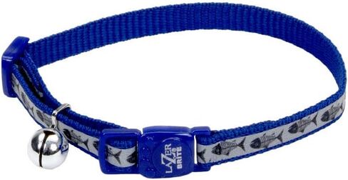 Coastal - Lazer Brite - طوق قطط عاكس قابل للتعديل، لوحة ماسية سوداء، 3/8 بوصة × 08 بوصة - 12 بوصة in Saudi Arabia